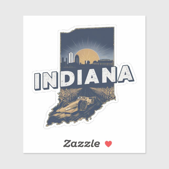 Adesivo Retro Indiana State Sticker (Folha)
