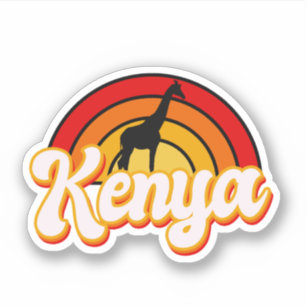 Adesivo Retro Kenya Giraffe Silhouette Sunset
