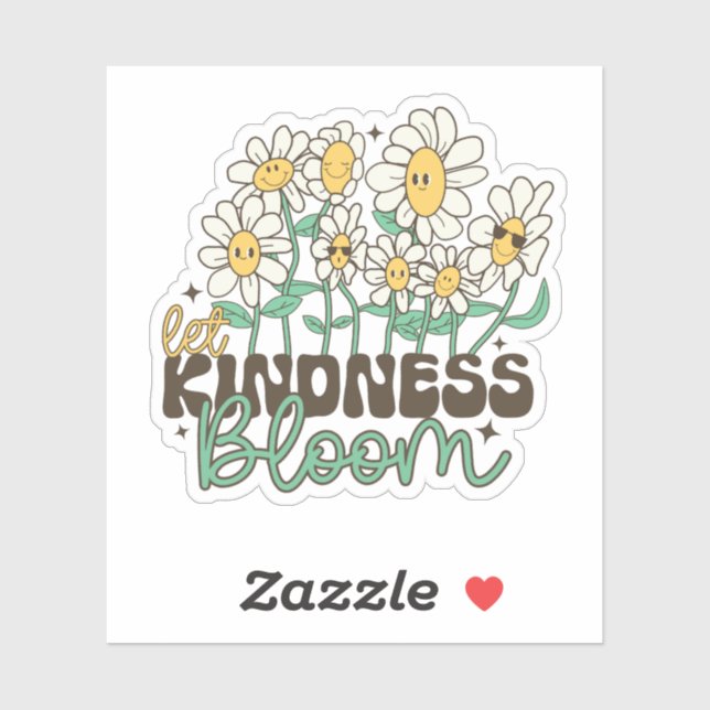 Adesivo Retro Let Kindness Bloom Smiling Daisies (Folha)