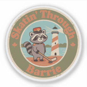 Adesivo Retro Mapache Canadense Barrie Hockey