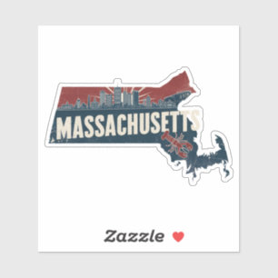 Adesivo Retro Massachusetts Sticker