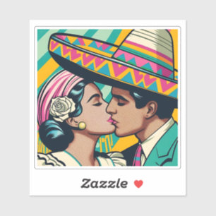 Adesivo Retro Mexicano Beijo Festivo Fiesta Sombrero