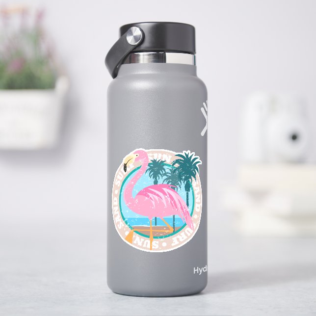 Adesivo Retro Miami Beach Look Flamingo Sticker (HidroFlask)