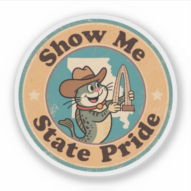 Adesivo Retro Missouri Crachá_ Catfish Holding Gateway Arc (Frente)