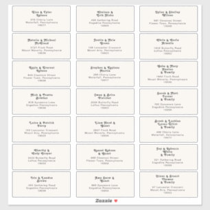 Adesivo Retro Moderno   Cream Wedding Guest Address Labs