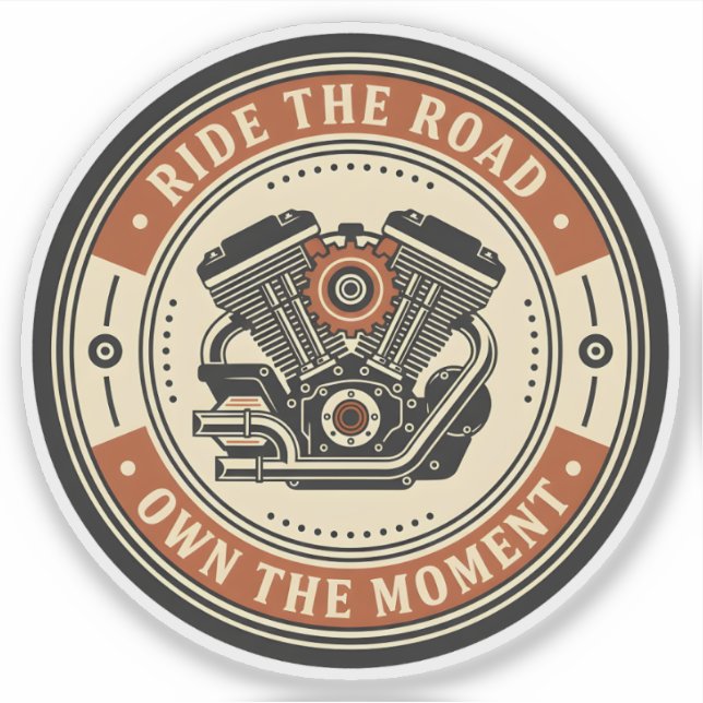 Adesivo Retro Motorcycle Engine Badge Style (Frente)