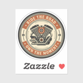 Adesivo Retro Motorcycle Engine Badge Style