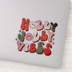 Adesivo Retro Natal Holly Jolly Vibes Feriados de Trendy