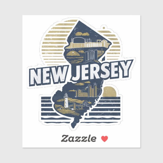 Adesivo Retro New Jersey State Sticker (Folha)