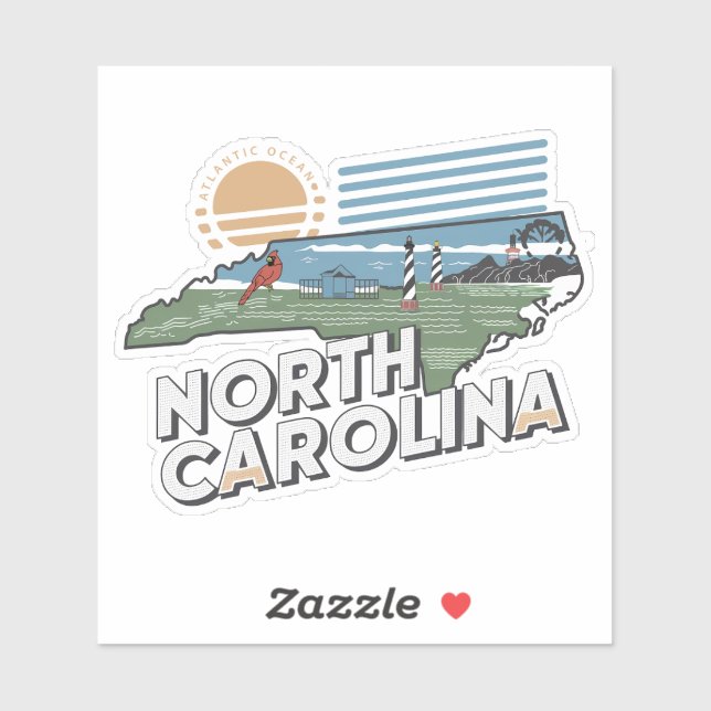 Adesivo Retro North Carolina State Car Sticker (Folha)