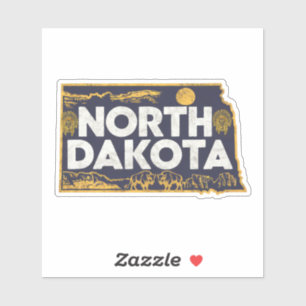 Adesivo Retro North Dakota State Car Sticker