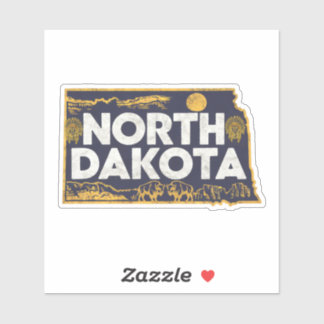 Adesivo Retro North Dakota State Car Sticker