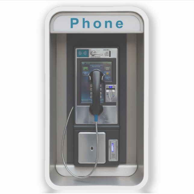 Adesivo Retro Payphone Design, Vintage Telephone Booth Art (Frente)