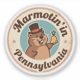 Adesivo Retro Pennsylvania Crachá Groundhog com Liberdade
