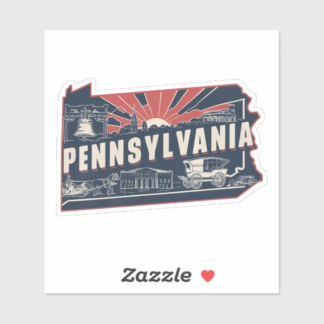 Adesivo Retro Pennsylvania State Car Sticker (Folha)