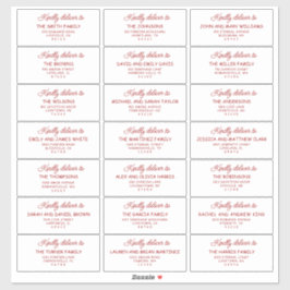 Adesivo Retro Red & White Wedding Guest Address Labels