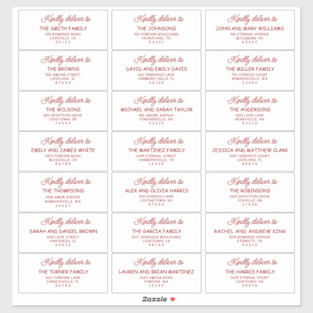Adesivo Retro Red & White Wedding Guest Address Labels (Folha)