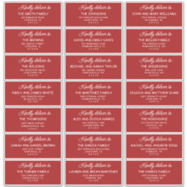 Adesivo Retro Red & White Wedding Guest Address Labels