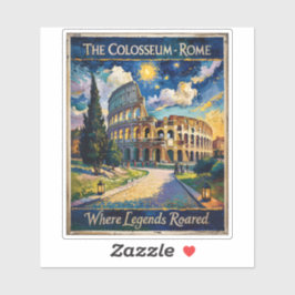 Adesivo Retro Rome Italy Colosseum Travel Van Gogh Vibrant