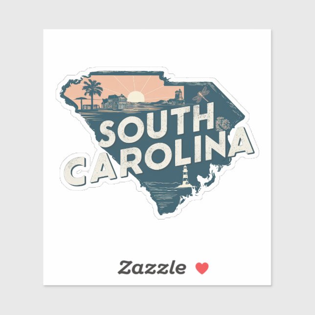 Adesivo Retro South Carolina Car Sticker (Folha)