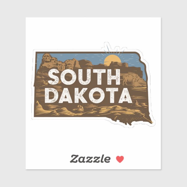 Adesivo Retro South Dakota State Car Sticker (Folha)