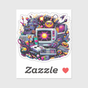 Adesivo Retro Tech Playground: Uma Odisseia Nostálgica Dos