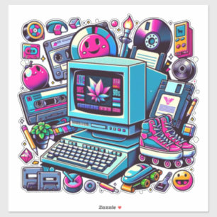 Adesivo Retro Tech Playground: Uma Odisseia Nostálgica Dos