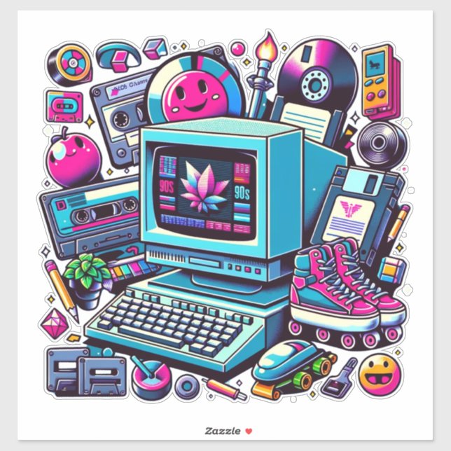 Adesivo Retro Tech Playground: Uma Odisseia Nostálgica Dos (Folha)