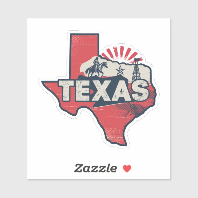 Adesivo Retro Texas State Car Sticker (Folha)