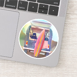 Adesivo Retro Van Surfboard Beach Vibes da Califórnia