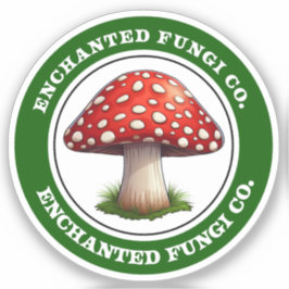 Adesivo Retro Verde Amanita Muscaria Mushroom Sticker