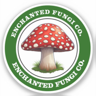 Adesivo Retro Verde Amanita Muscaria Mushroom Sticker