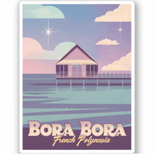 Adesivo Retro Viagem 80s Neon Bora Bora Polinésia Francesa