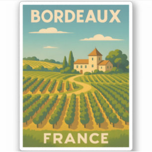 Adesivo Retro Viagens vintage Bordeaux France Vineyard