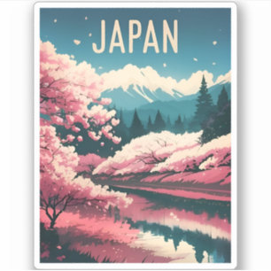 Adesivo Retro Viagens vintage Japão Sakura Cherry Blossom