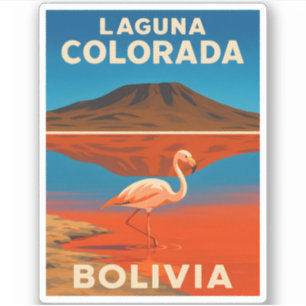 Adesivo Retro Viagens vintage Laguna Colorada Bolívia