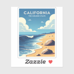 Adesivo Retro Viagens vintage na Califórnia em praia