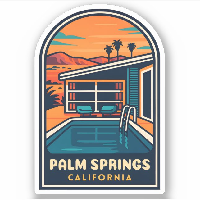 Adesivo Retro Viagens vintage Palm Primaveras California (Frente)