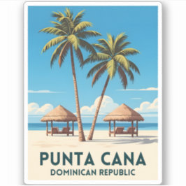 Adesivo Retro Viagens vintage Punta Cana República Dominic
