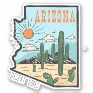 Adesivo Retro Vintage Arizona Desert Cactus Viagem