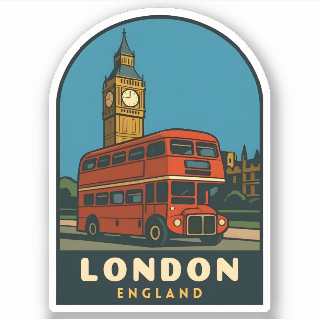 Adesivo Retro Vintage Travel London Big Ben England  (Frente)