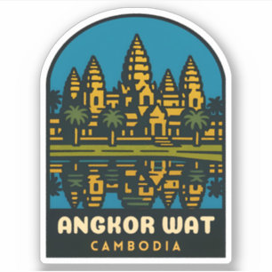 Adesivo Retro Vintage Viagem Angkor Wat Camboja
