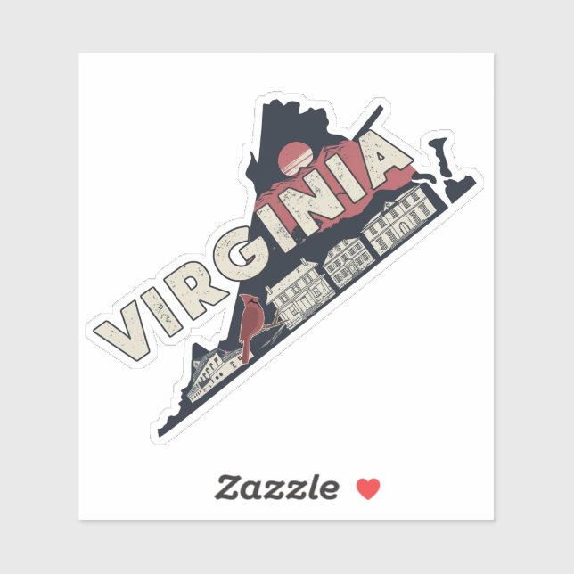 Adesivo Retro Virginia State Sticker (Folha)