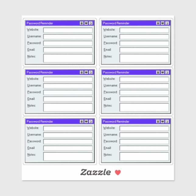 Adesivo Retro Web Page Username Log Password Tracker  (Folha)