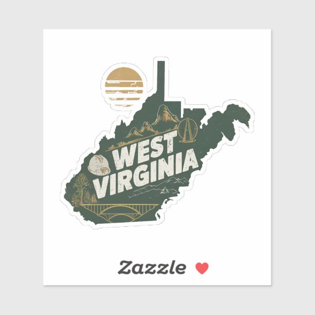 Adesivo Retro West Virginia State Car Sticker (Folha)