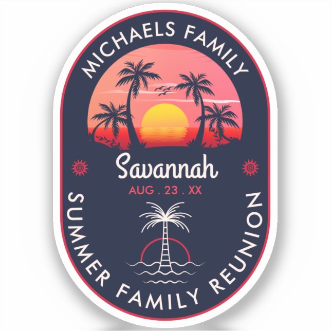 Adesivo Reunião familiar Summer Sunset Beach Palm Tree (Frente)