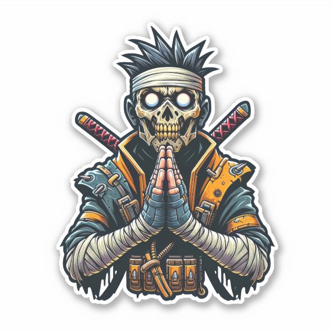 Adesivo Rezando Ninja Zombie Warrior Sticker (Frente)
