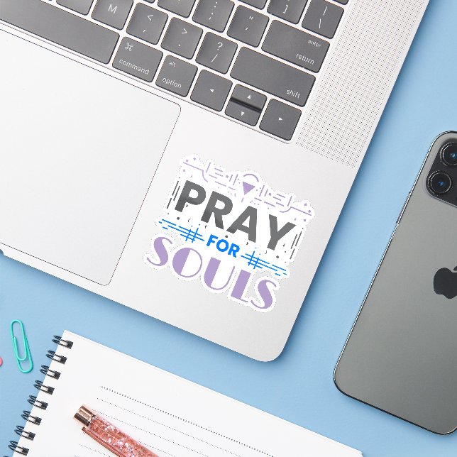 Adesivo Reze pelas Almas (Notebook com iPhone)