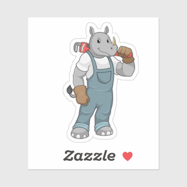 Adesivo Rhino como Handyman com alicates de bomba de água (Folha)