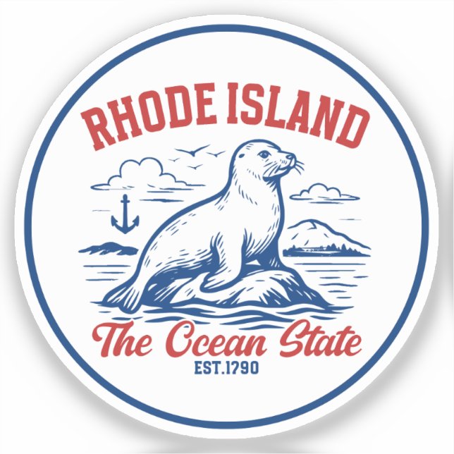 Adesivo Rhode Island Ocean State Seal Design (Frente)